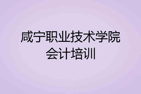 咸宁职业技术学院会计培训