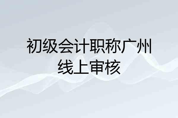 初级会计职称广州线上审核
