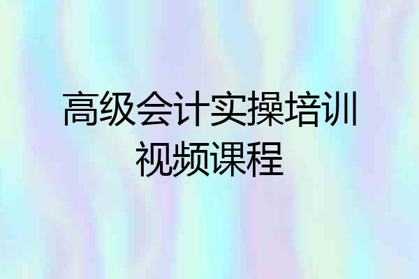 高级会计实操培训视频课程