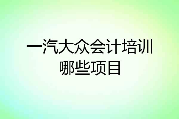 一汽大众会计培训哪些项目