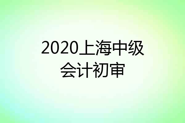 2020上海中级会计初审