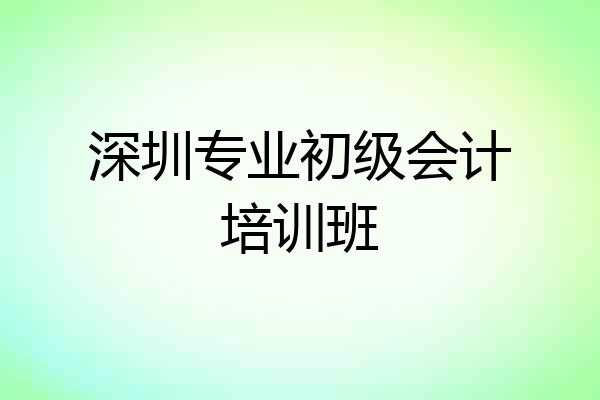 深圳专业初级会计培训班