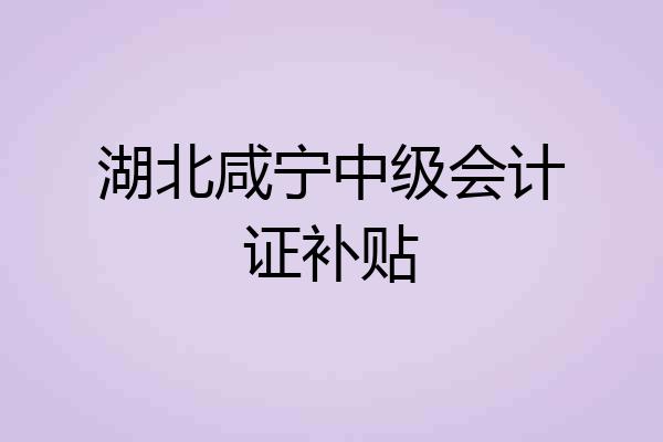 湖北咸宁中级会计证补贴