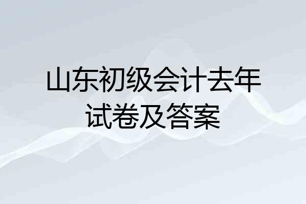 山东初级会计去年试卷及答案