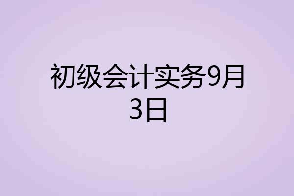 初级会计实务9月3日