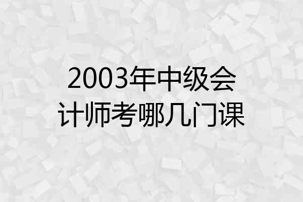 2003年中级会计师考哪几门课