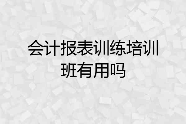会计报表训练培训班有用吗