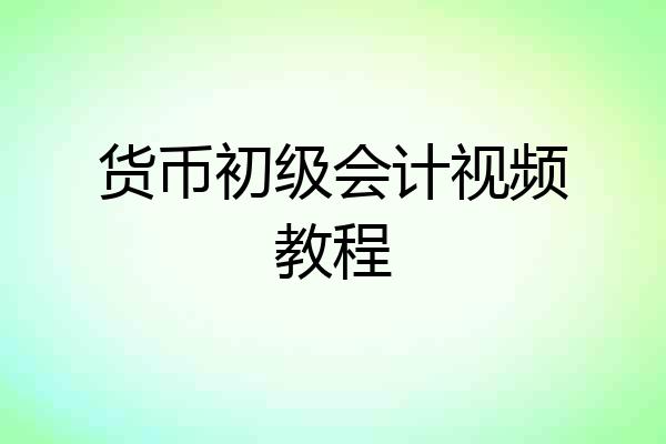 货币初级会计视频教程