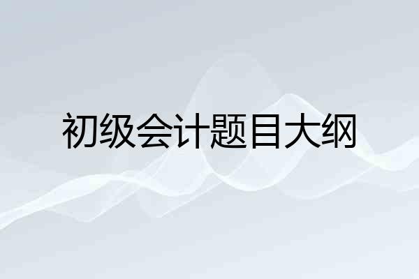 初级会计题目大纲