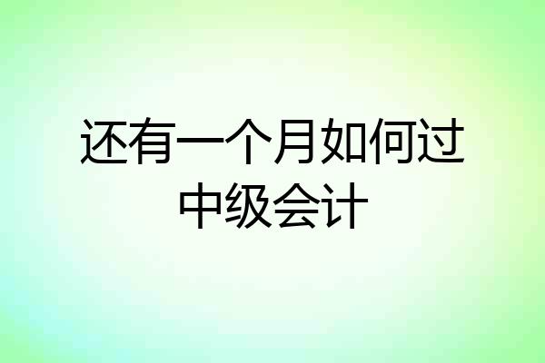 还有一个月如何过中级会计