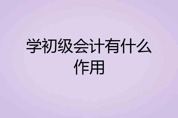 学初级会计有什么作用