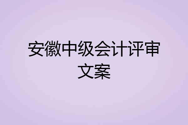 安徽中级会计评审文案