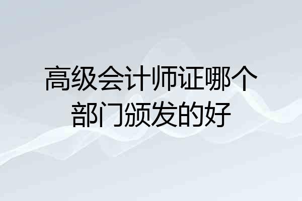 高级会计师证哪个部门颁发的好