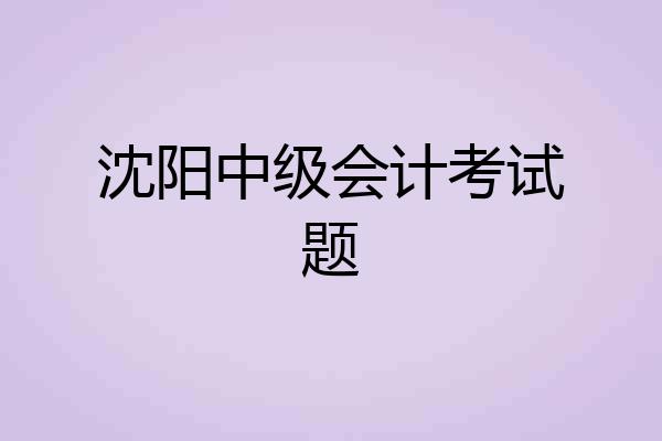 沈阳中级会计考试题