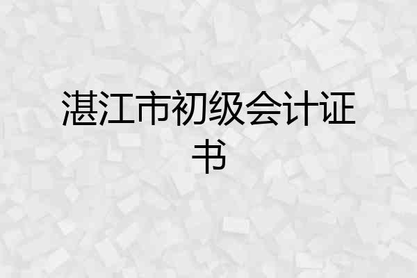 湛江市初级会计证书