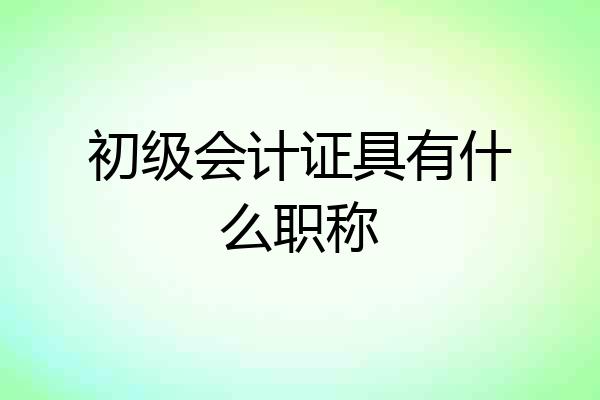 初级会计证具有什么职称