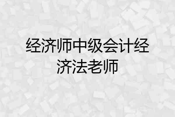 经济师中级会计经济法老师