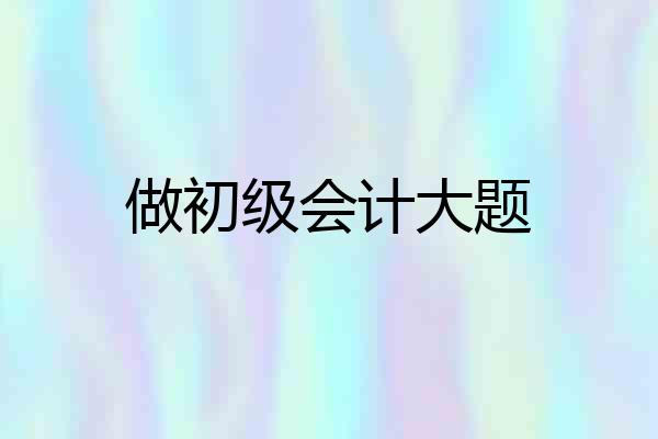 做初级会计大题