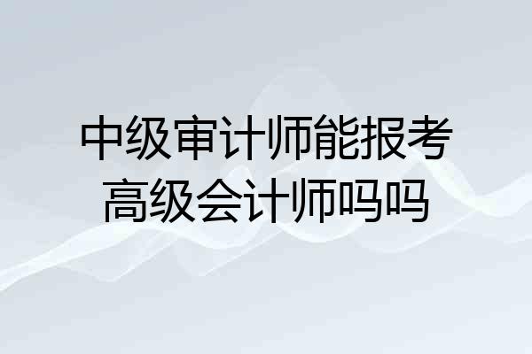 中级审计师能报考高级会计师吗吗
