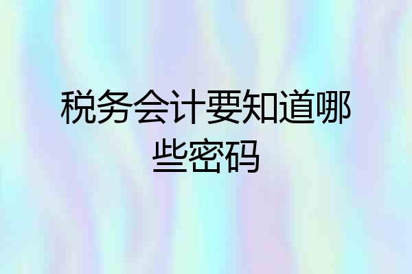 税务会计要知道哪些密码