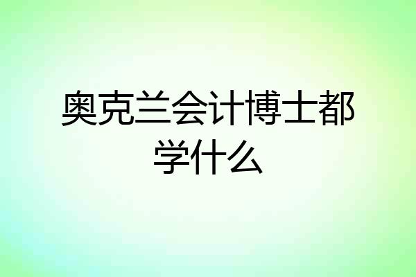 奥克兰会计博士都学什么