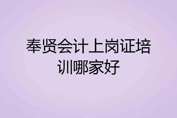 奉贤会计上岗证培训哪家好