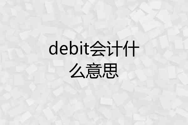 debit会计什么意思