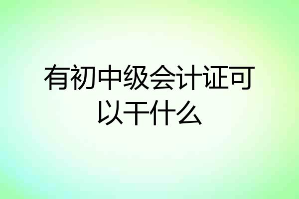 有初中级会计证可以干什么
