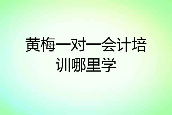 黄梅一对一会计培训哪里学