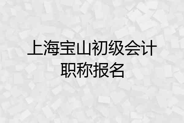上海宝山初级会计职称报名