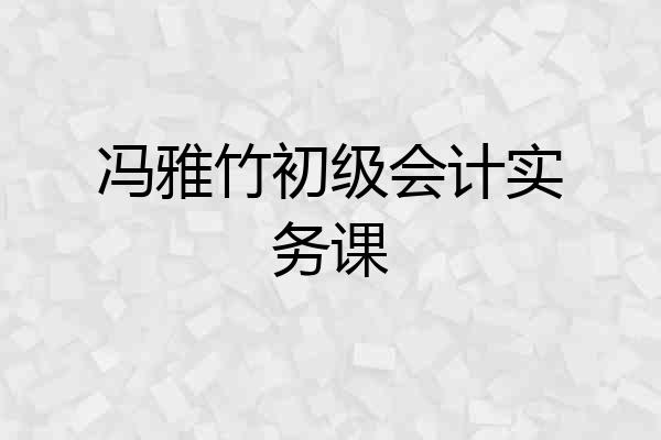 冯雅竹初级会计实务课