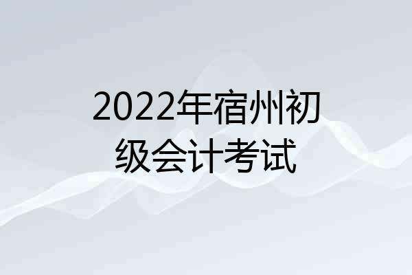 2022年宿州初级会计考试