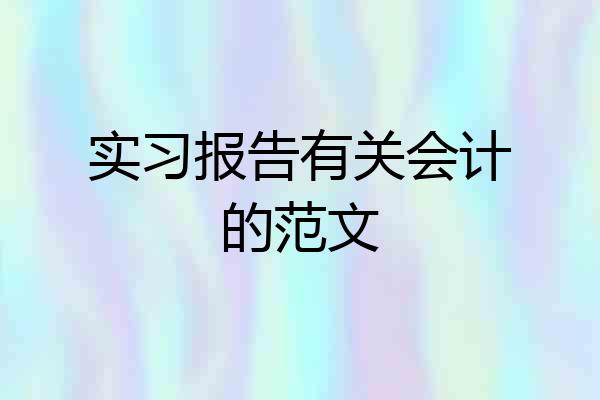 实习报告有关会计的范文