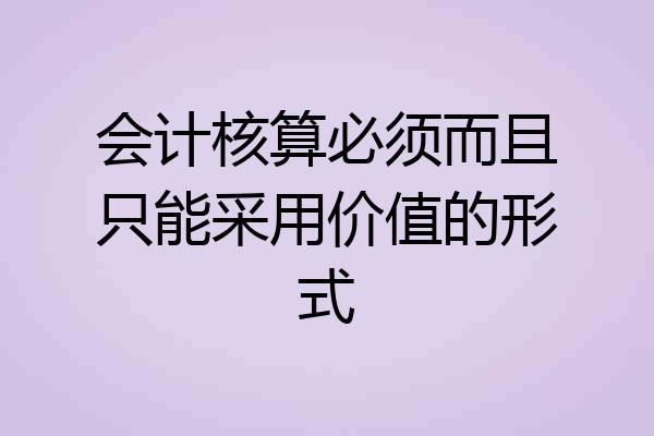 会计核算必须而且只能采用价值的形式