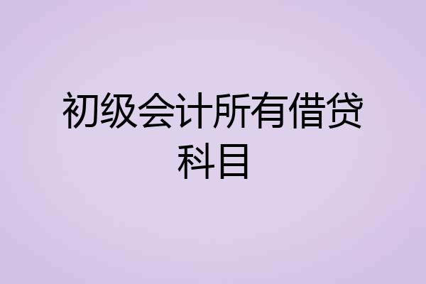 初级会计所有借贷科目