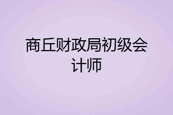 商丘财政局初级会计师
