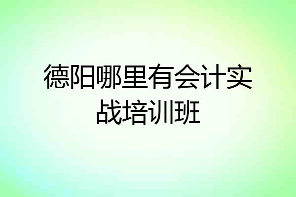 德阳哪里有会计实战培训班