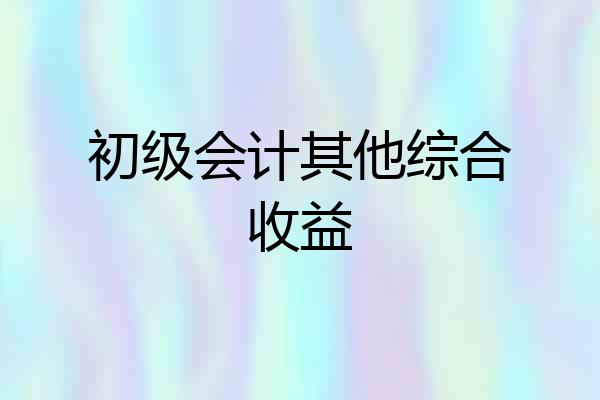 初级会计其他综合收益