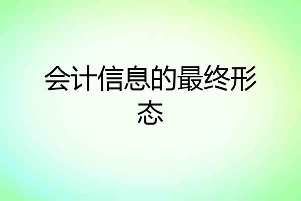 会计信息的最终形态