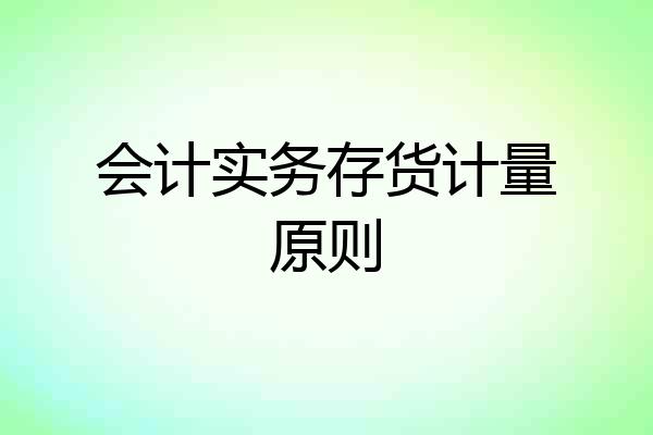 会计实务存货计量原则
