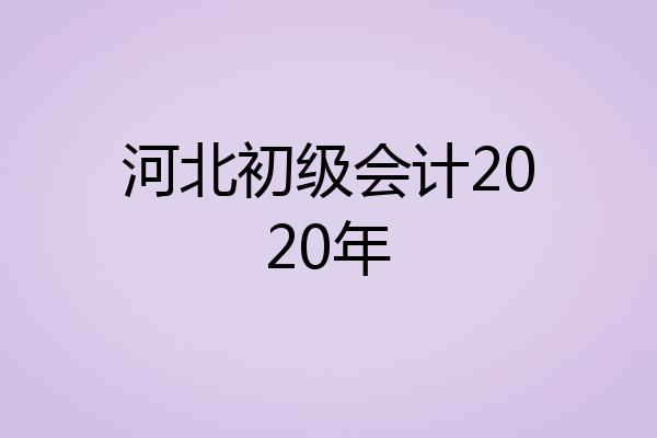 河北初级会计2020年
