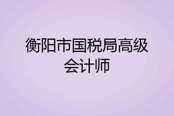 衡阳市国税局高级会计师