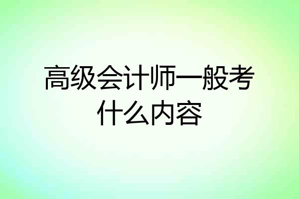 高级会计师一般考什么内容
