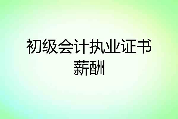 初级会计执业证书薪酬