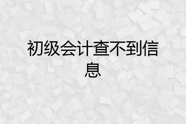 初级会计查不到信息