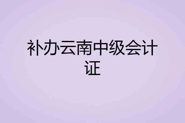 补办云南中级会计证
