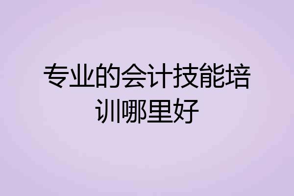 专业的会计技能培训哪里好