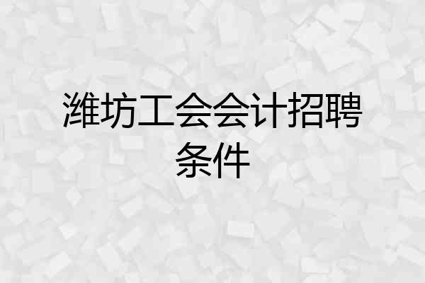 潍坊工会会计招聘条件