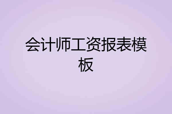 会计师工资报表模板