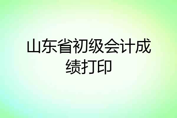 山东省初级会计成绩打印